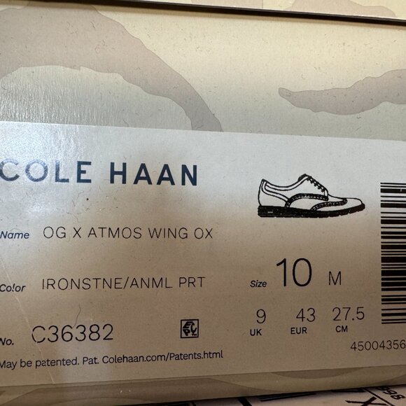 Cole Haan x atmos Øriginal Grand Wingtip Gray Oxford Shoes C36382 Men's NEW - Picture 13 of 14